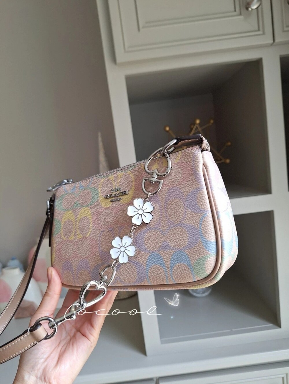 NWT Coach Nolita 19 In Rainbow Signature Canvas cdc38 Silver Sand - Picture 2 of 11